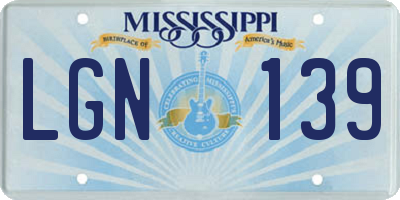 MS license plate LGN139