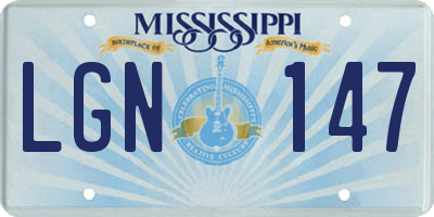 MS license plate LGN147