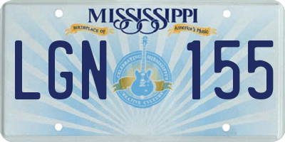 MS license plate LGN155