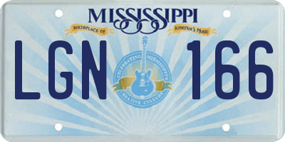 MS license plate LGN166