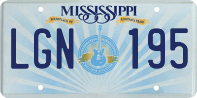MS license plate LGN195