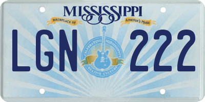 MS license plate LGN222