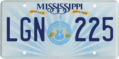 MS license plate LGN225