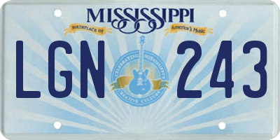 MS license plate LGN243