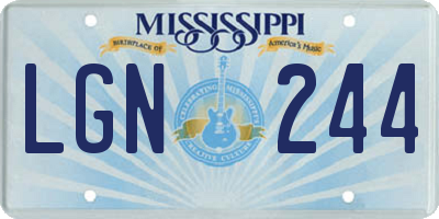 MS license plate LGN244
