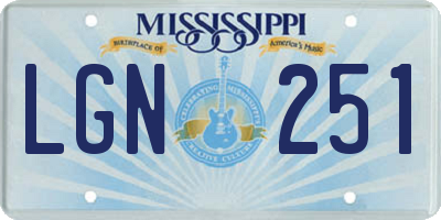MS license plate LGN251