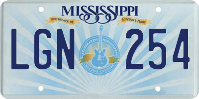 MS license plate LGN254