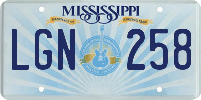 MS license plate LGN258