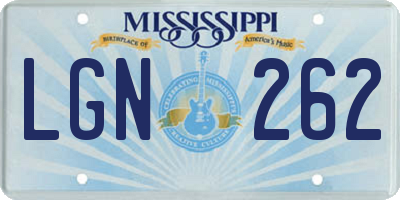 MS license plate LGN262