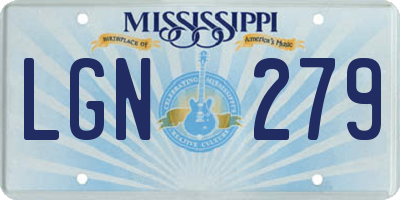 MS license plate LGN279
