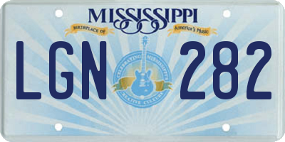 MS license plate LGN282