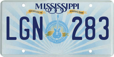 MS license plate LGN283