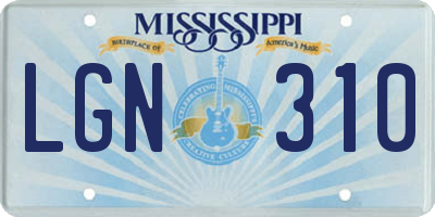 MS license plate LGN310
