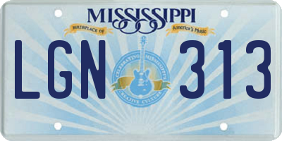 MS license plate LGN313
