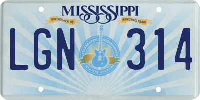 MS license plate LGN314