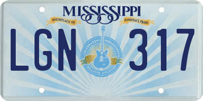 MS license plate LGN317