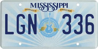 MS license plate LGN336