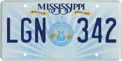 MS license plate LGN342