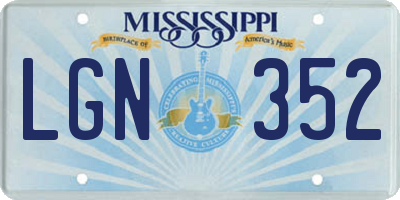 MS license plate LGN352