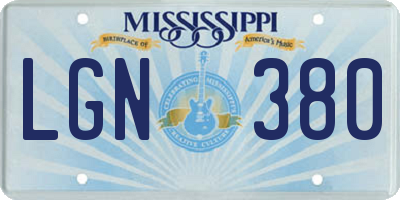 MS license plate LGN380