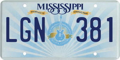 MS license plate LGN381