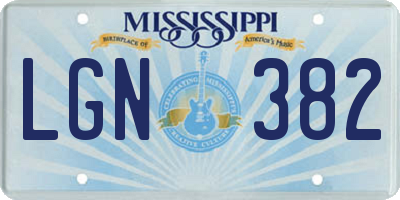 MS license plate LGN382