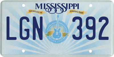 MS license plate LGN392