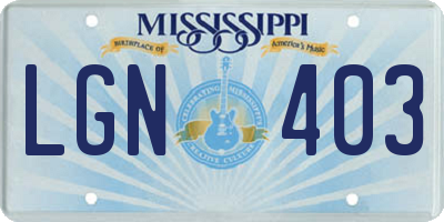 MS license plate LGN403