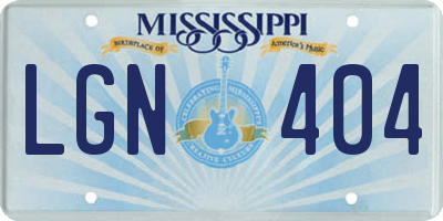 MS license plate LGN404