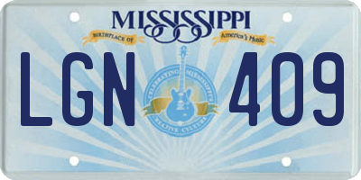 MS license plate LGN409
