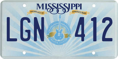 MS license plate LGN412