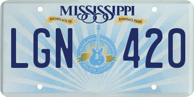 MS license plate LGN420