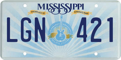 MS license plate LGN421