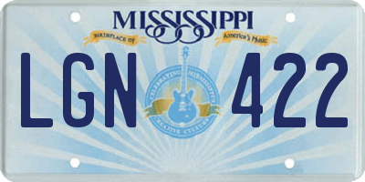 MS license plate LGN422