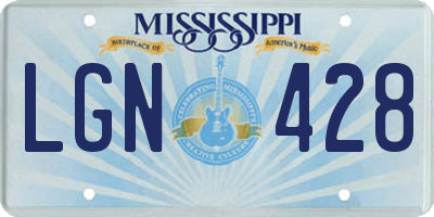 MS license plate LGN428