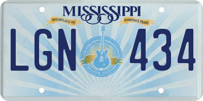 MS license plate LGN434