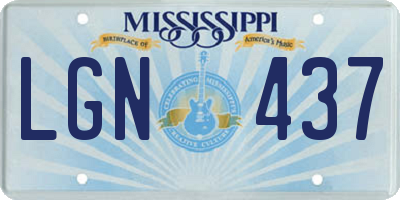 MS license plate LGN437