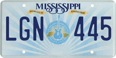 MS license plate LGN445