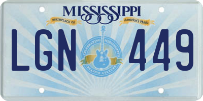 MS license plate LGN449