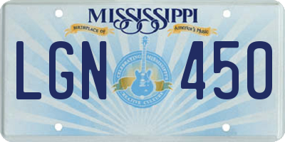 MS license plate LGN450