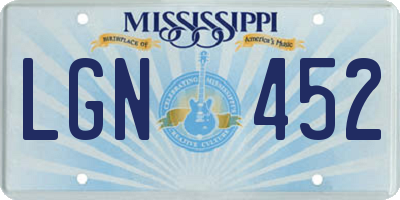MS license plate LGN452