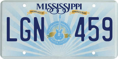 MS license plate LGN459