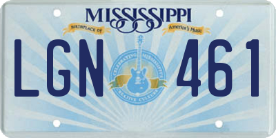 MS license plate LGN461
