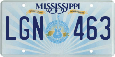 MS license plate LGN463