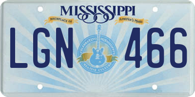 MS license plate LGN466