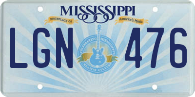 MS license plate LGN476