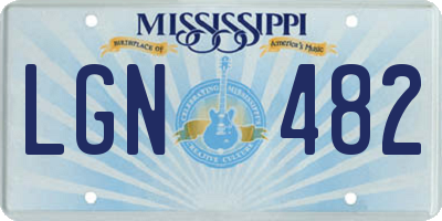 MS license plate LGN482