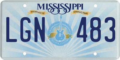 MS license plate LGN483