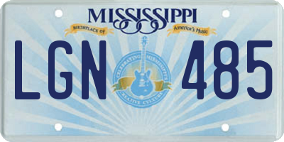 MS license plate LGN485