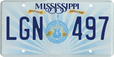 MS license plate LGN497